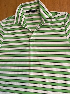 Polo Ralph Lauren RLX Striped Green and White Polo Shirt